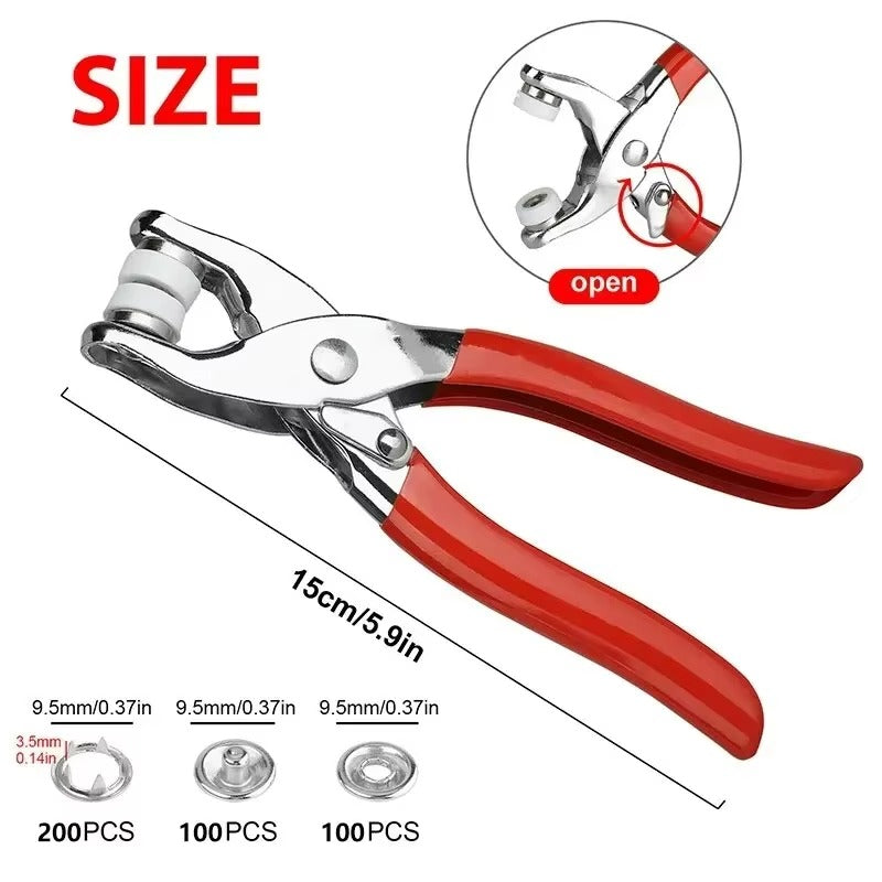 QuickFix Snap Kit – 50 Metal Buttons with Pincer Tool