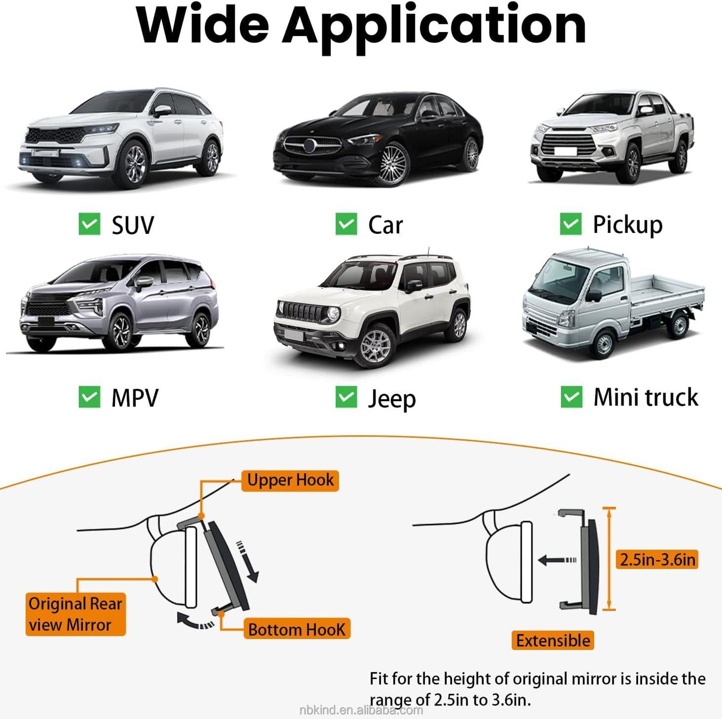 Panoramic Rear View Mirror - Aluminum coated